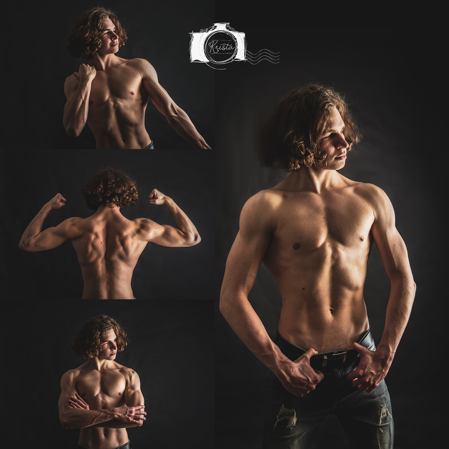 Koláž mužského fitness portrétu